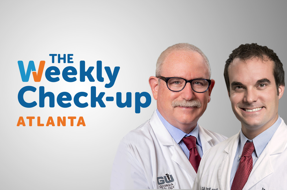 Headshots of Dr. Wyatt and Dr. Scherz with The Weekly Check-Up Logo.