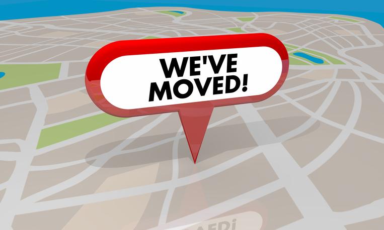 Weve Moved New Location Spot Area Map Pin Word 3d Illustration.